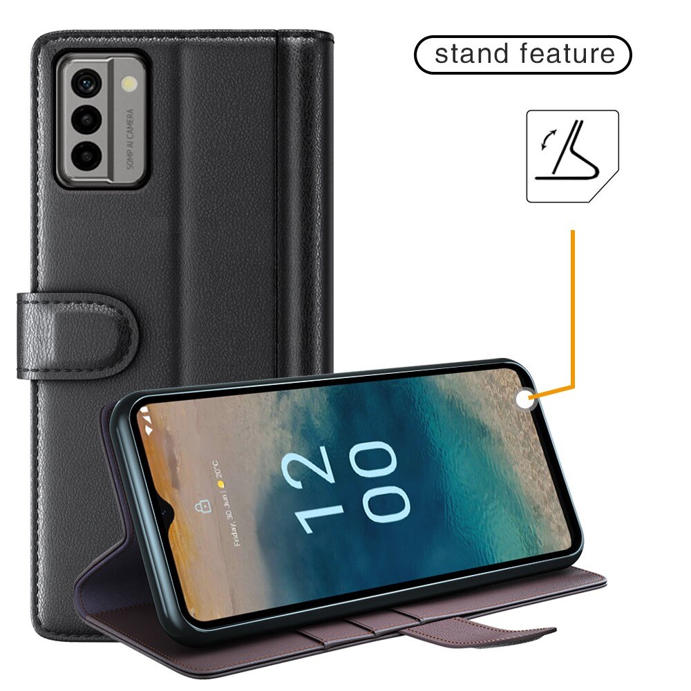 Étui en cuir veritable  Nokia G22, Noir