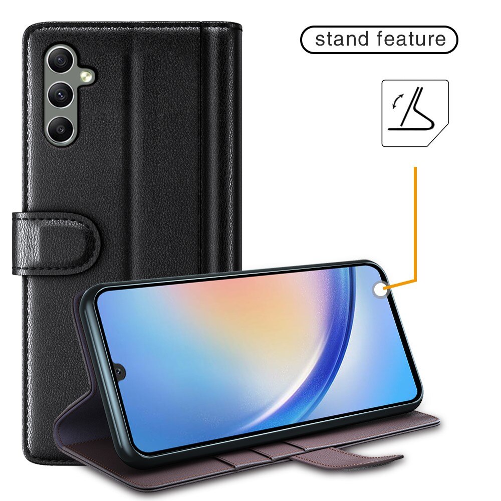 Étui en cuir veritable Samsung Galaxy A24, Noir