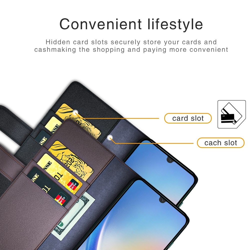 Étui en cuir veritable Samsung Galaxy A24, Noir