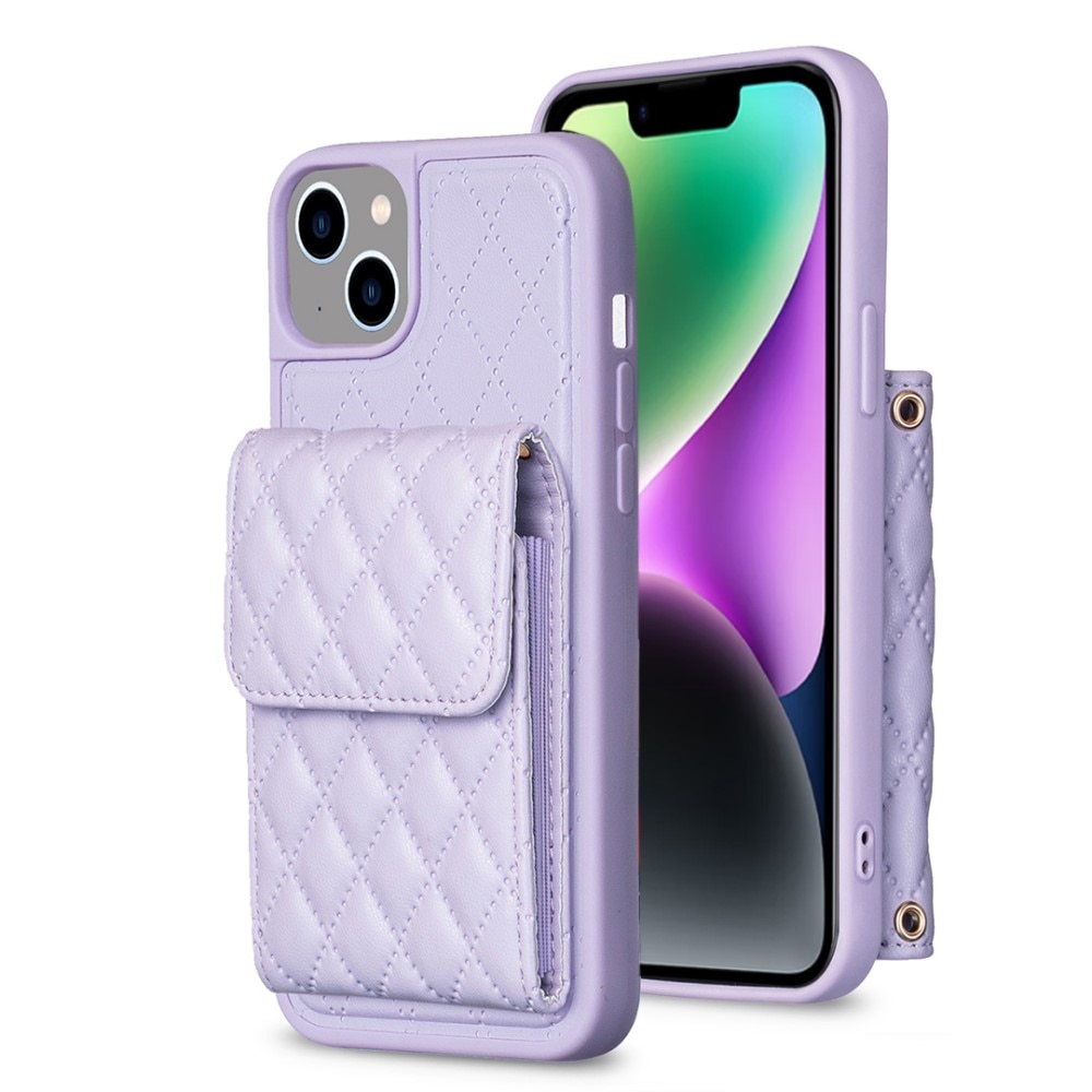 Coque porte-cartes Quilted iPhone 14 violet