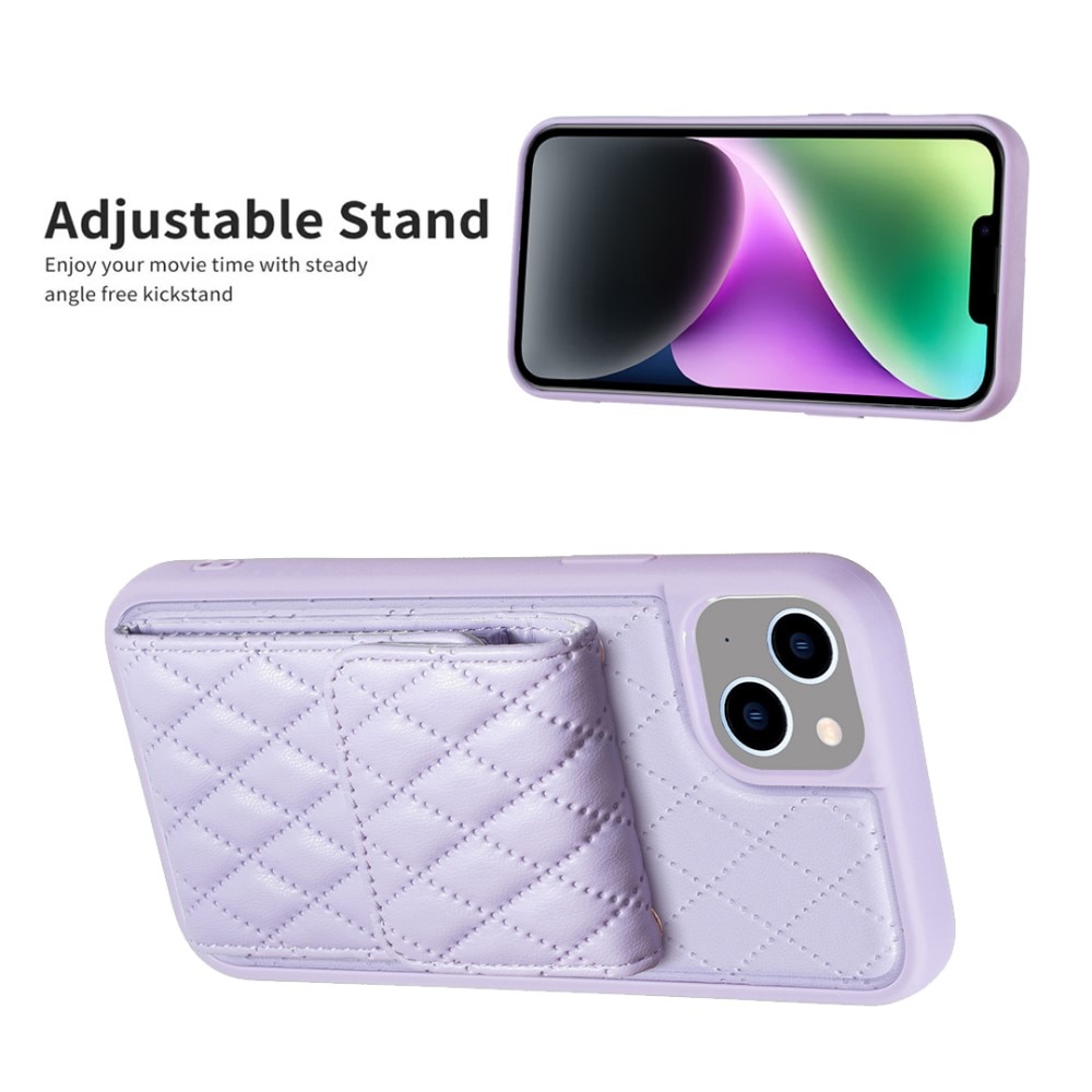 Coque porte-cartes Quilted iPhone 14 violet