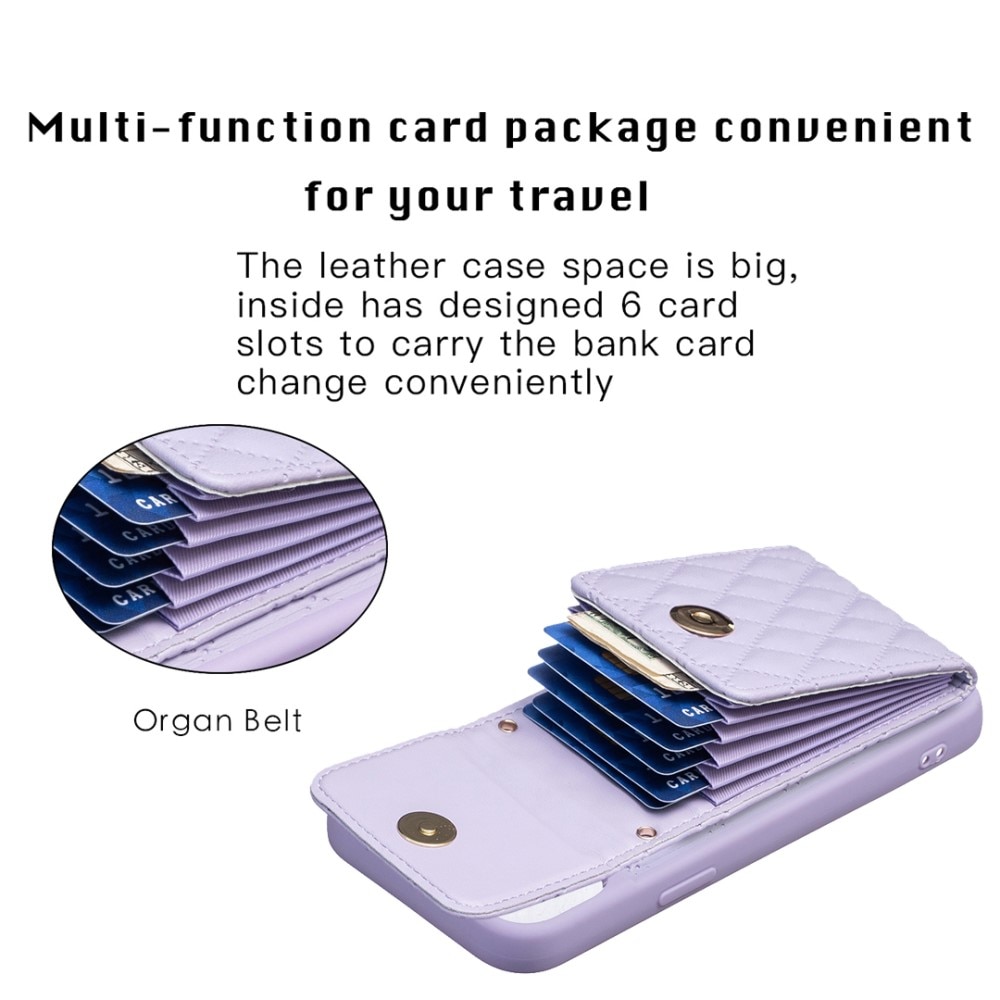 Coque porte-cartes Quilted iPhone 14 violet