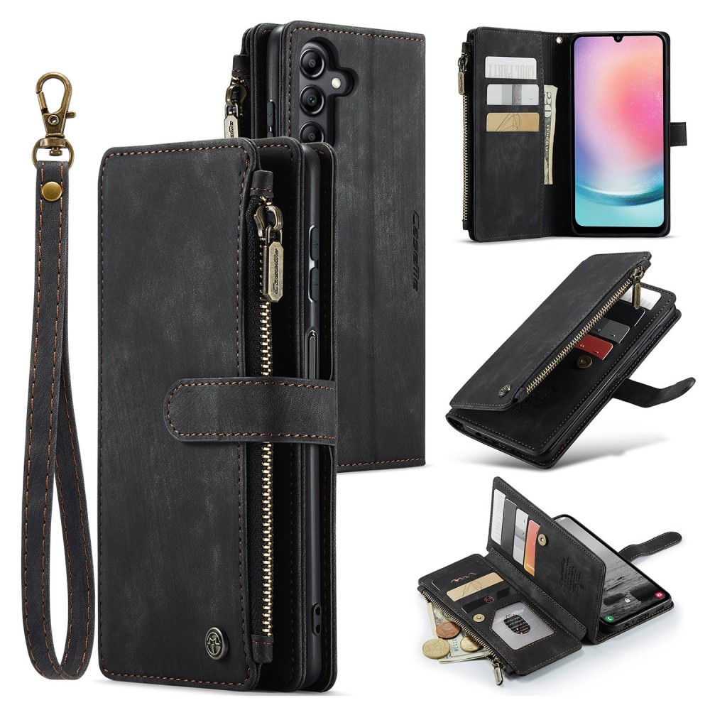 Étui portefeuille à glissière Samsung Galaxy A54, Noir
