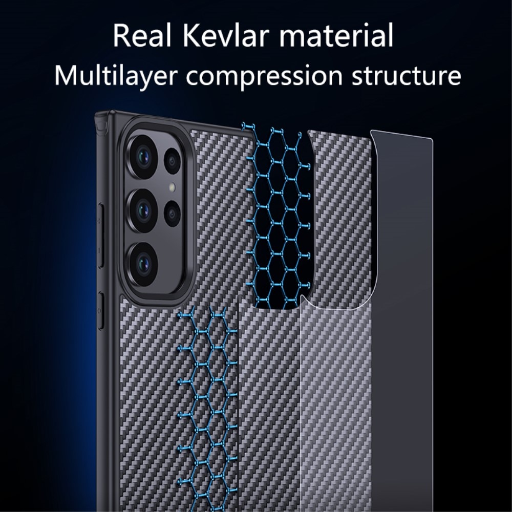 Coque Hybride Kevlar MagSafe Samsung Galaxy S23 Ultra, fibre de carbone