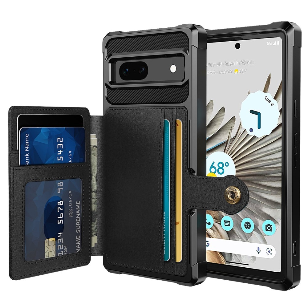 Coque porte-cartes Tough Multi-slot Google Pixel 7a, Noir