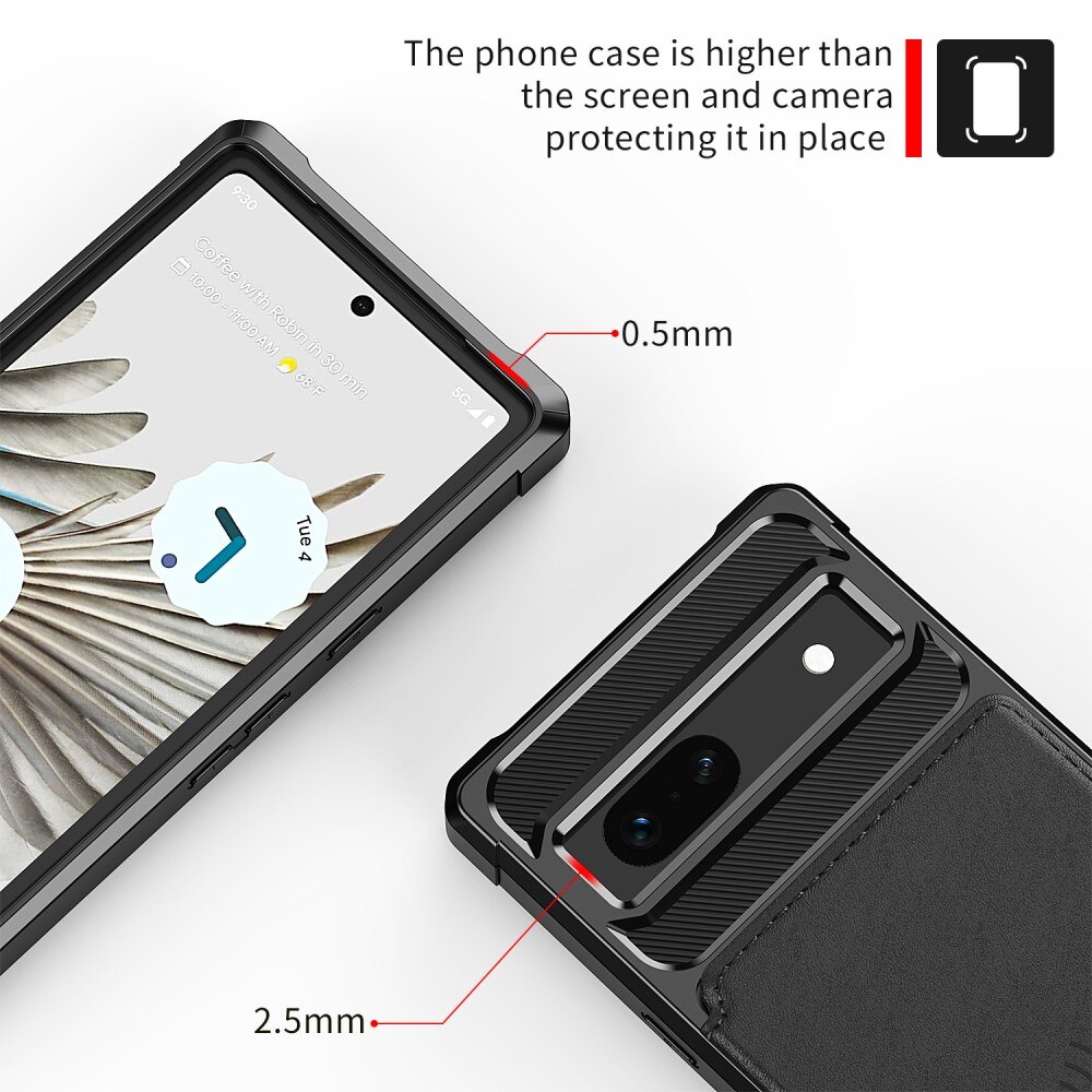 Coque porte-cartes Tough Multi-slot Google Pixel 7a, Noir