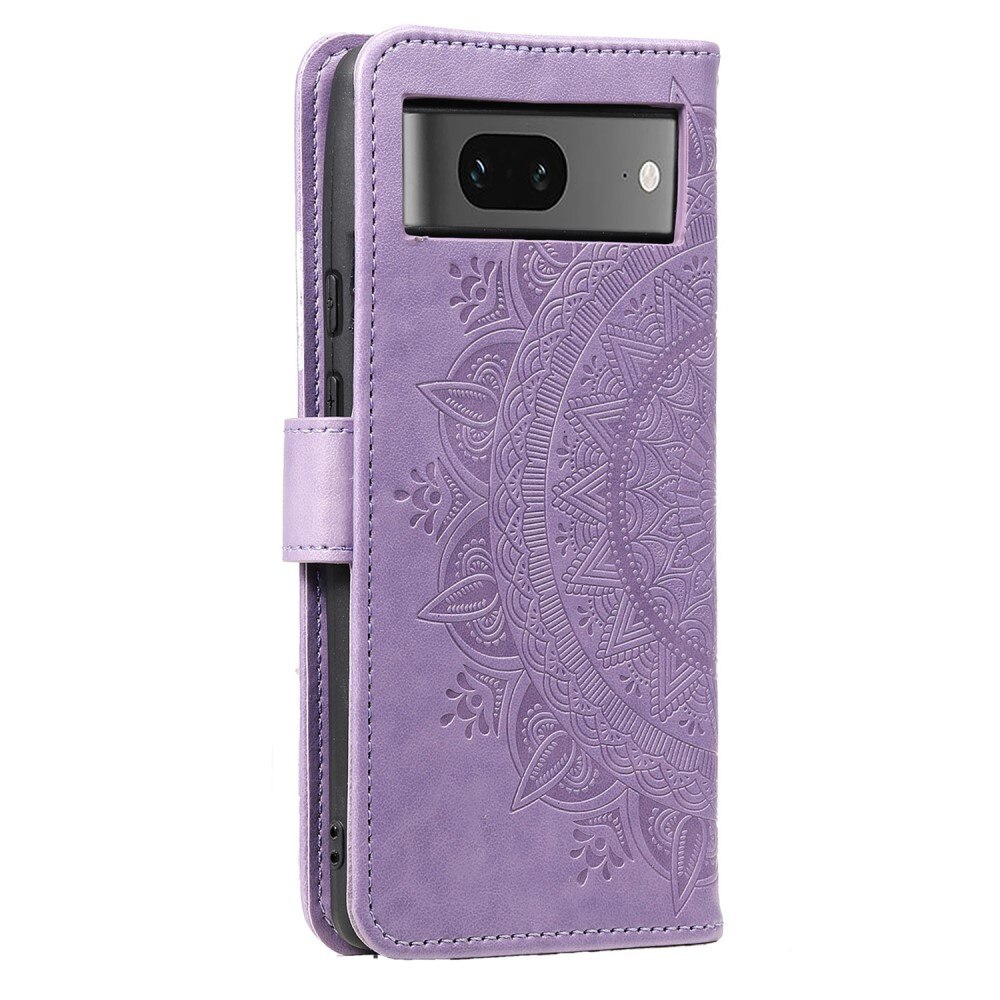 Étui en cuir Mandala Google Pixel 8, violet