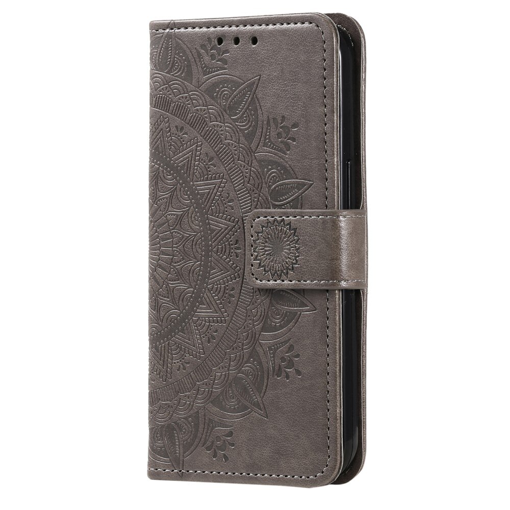 Étui en cuir Mandala Google Pixel 8, gris