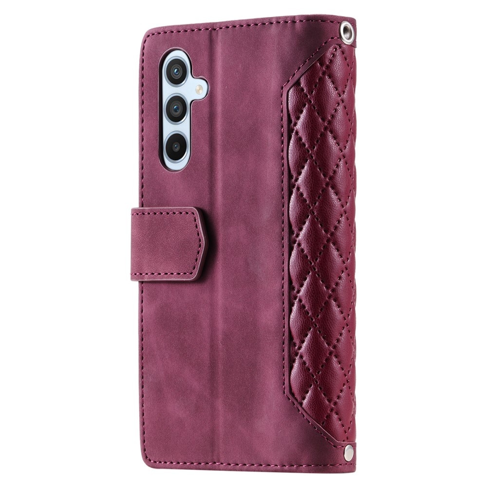 Étui portefeuille matelassée pour Samsung Galaxy A54, rouge