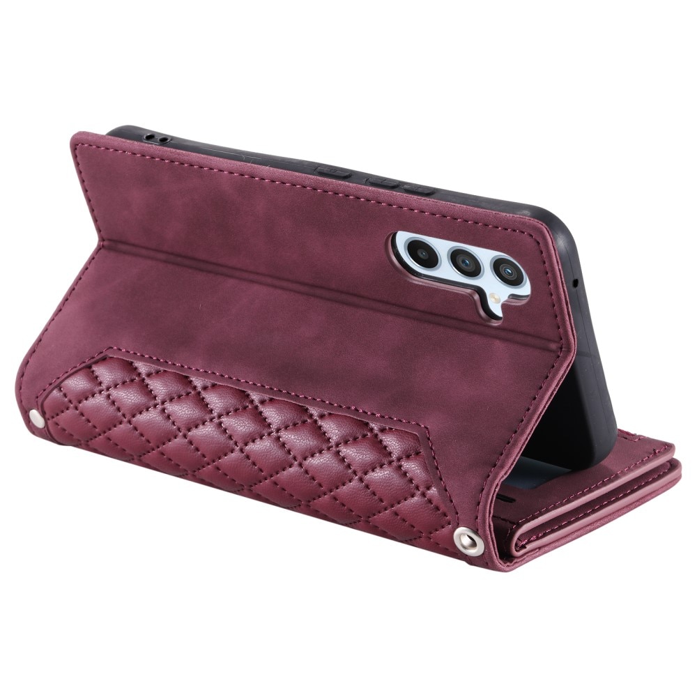 Étui portefeuille matelassée pour Samsung Galaxy A54, rouge