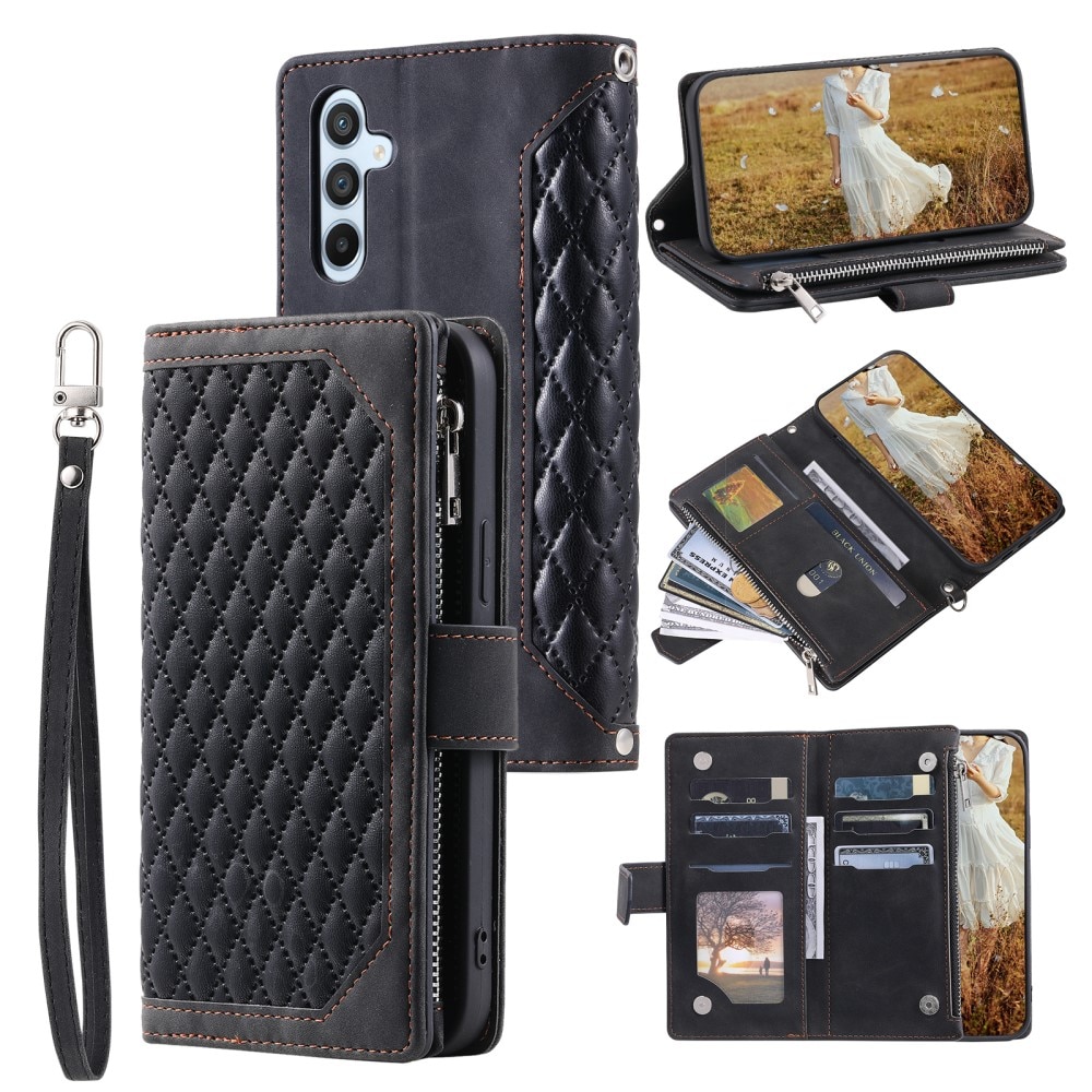 Étui portefeuille matelassée pour Samsung Galaxy A54, noir