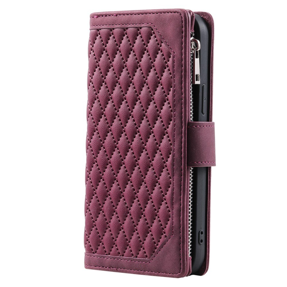 Étui portefeuille matelassée pour Samsung Galaxy A14, Rouge