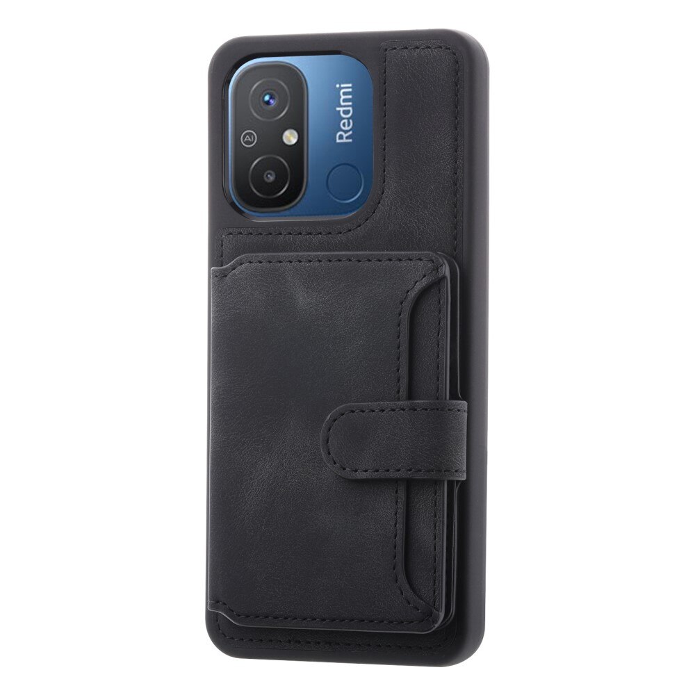 Coque porte-cartes Multi-slot anti-RFID Xiaomi Redmi 12C, noir