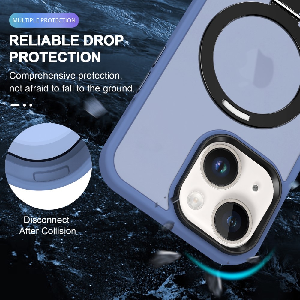 Coque hybride MagSafe Ring iPhone 14, Bleu