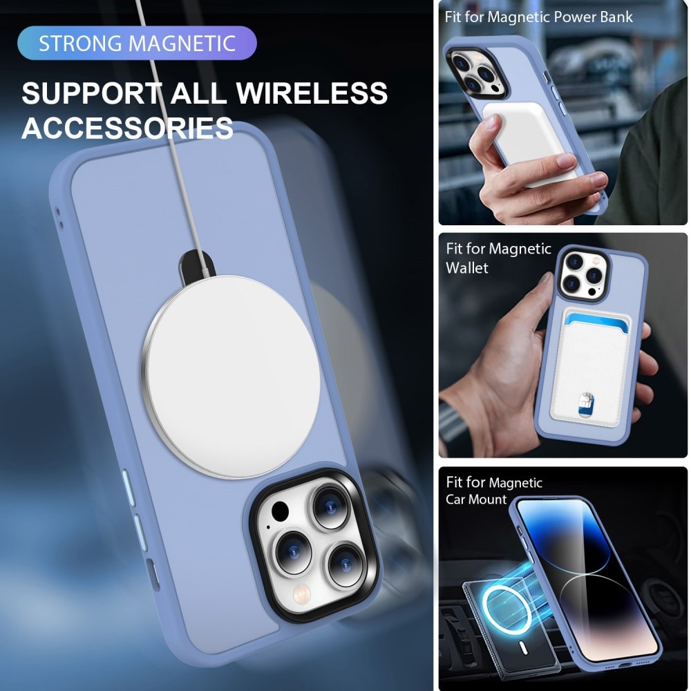 Coque hybride MagSafe Ring iPhone 14, Bleu