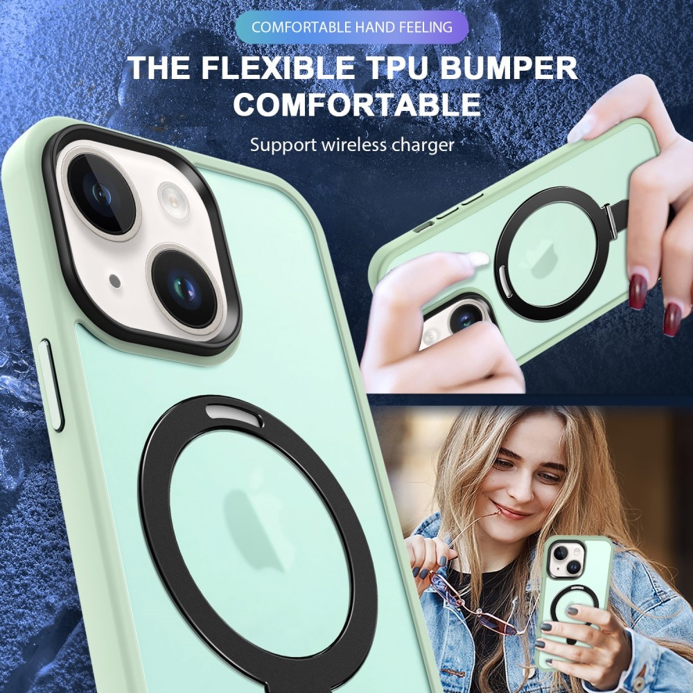 Coque hybride Magnetic Ring iPhone 13, Vert
