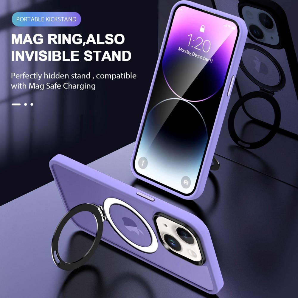 Coque hybride MagSafe Ring iPhone 14, violet