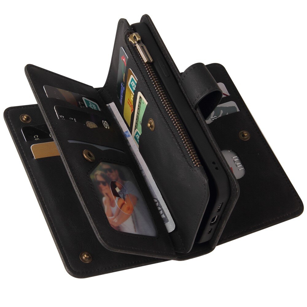 Leather Multi Wallet Motorola Moto G13, noir