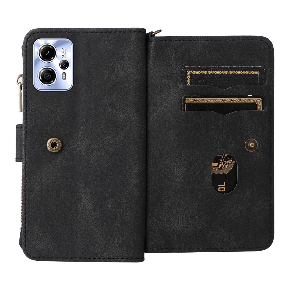 Leather Multi Wallet Motorola Moto G13, noir