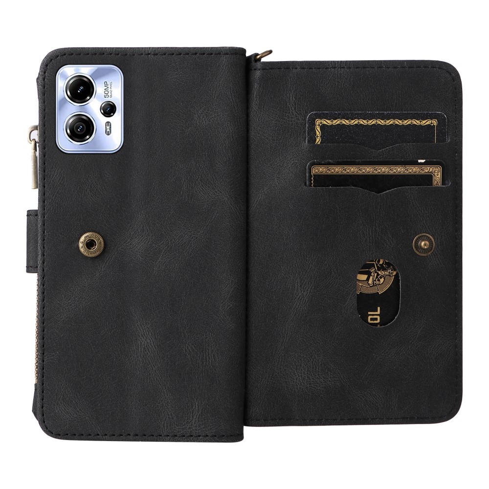 Leather Multi Wallet Motorola Moto G23, noir