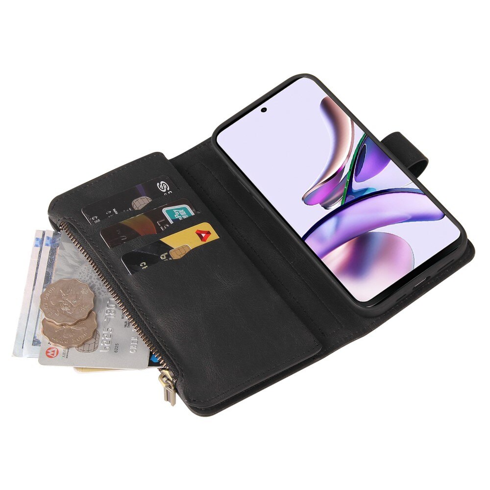 Leather Multi Wallet Motorola Moto G13, noir