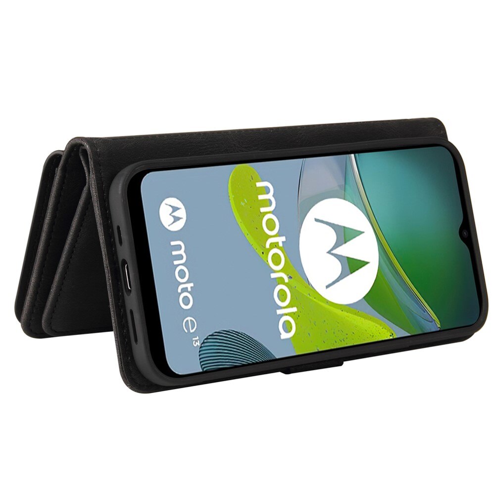 Leather Multi Wallet Motorola Moto E13, noir