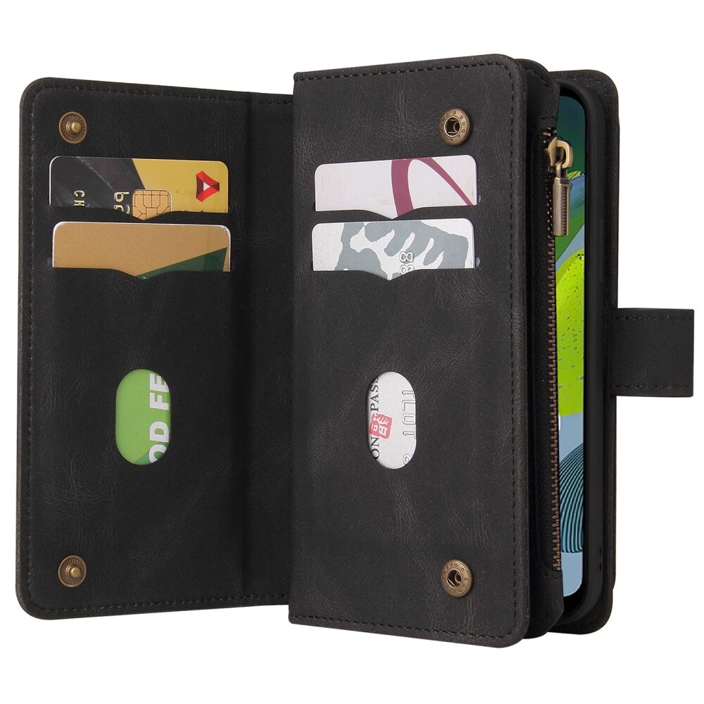 Leather Multi Wallet Motorola Moto E13, noir