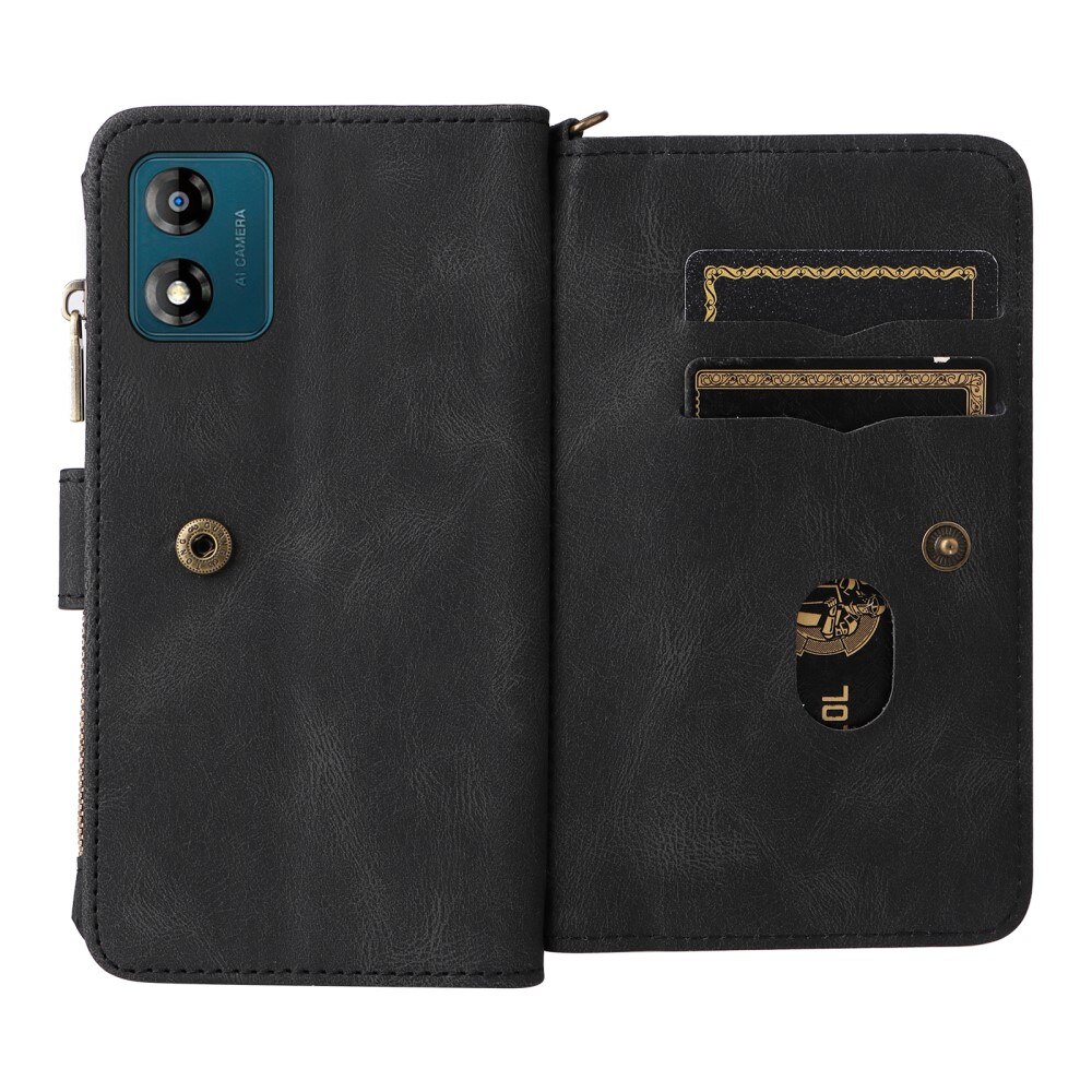 Leather Multi Wallet Motorola Moto E13, noir