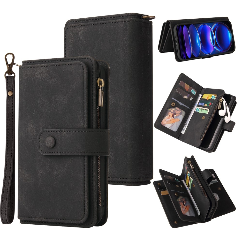 Leather Multi Wallet Xiaomi Redmi Note 12 Pro 5G, noir