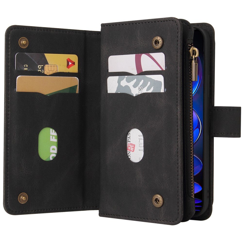 Leather Multi Wallet Xiaomi Redmi Note 12 Pro 5G, noir