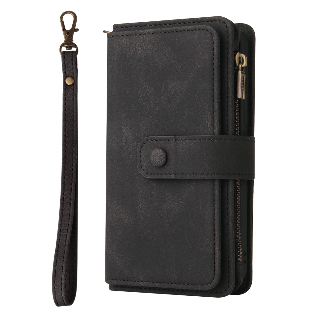 Leather Multi Wallet Samsung Galaxy A54, noir