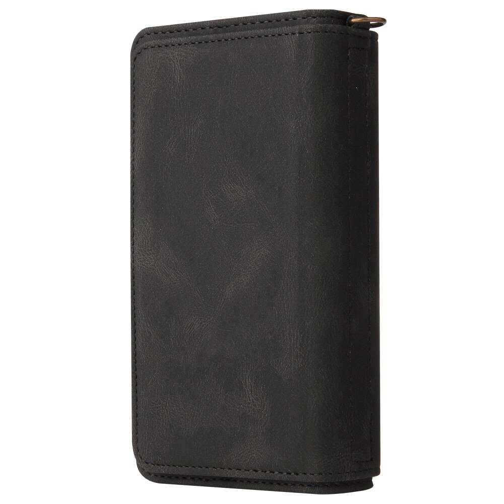 Leather Multi Wallet Samsung Galaxy A54, noir