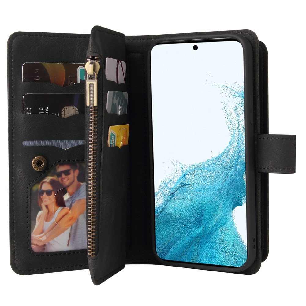 Leather Multi Wallet Samsung Galaxy A54, noir