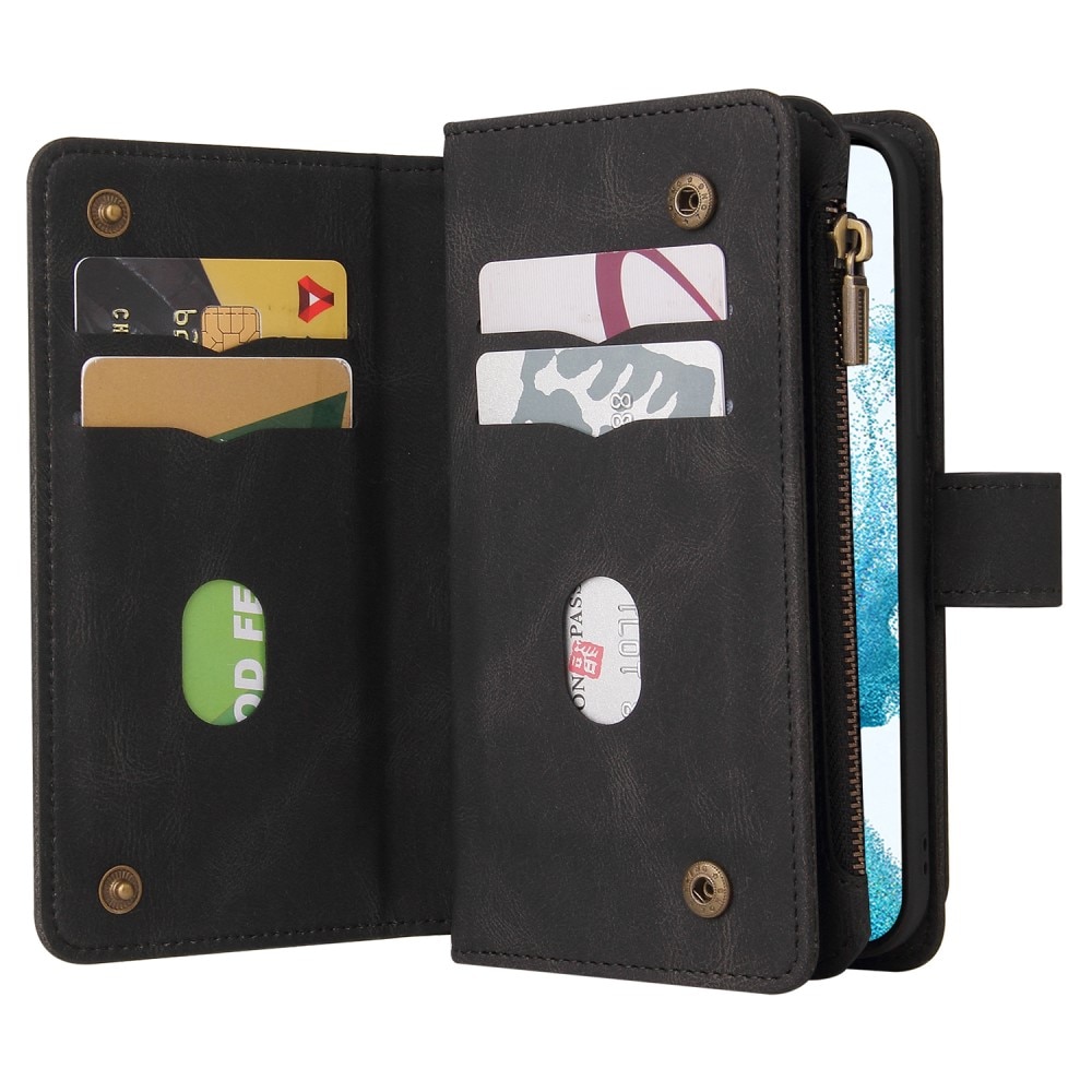 Leather Multi Wallet Samsung Galaxy A54, noir