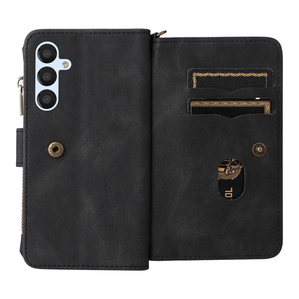 Leather Multi Wallet Samsung Galaxy A54, noir