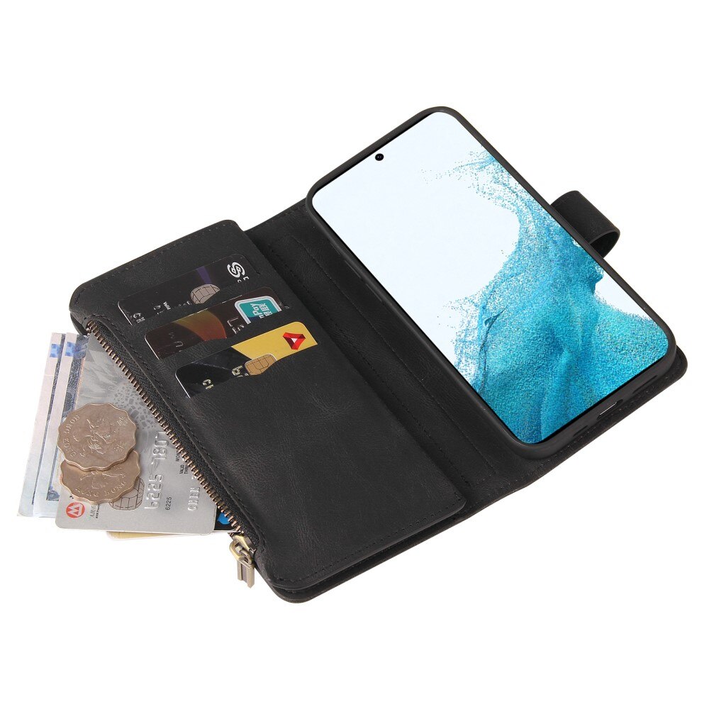 Leather Multi Wallet Samsung Galaxy A54, noir