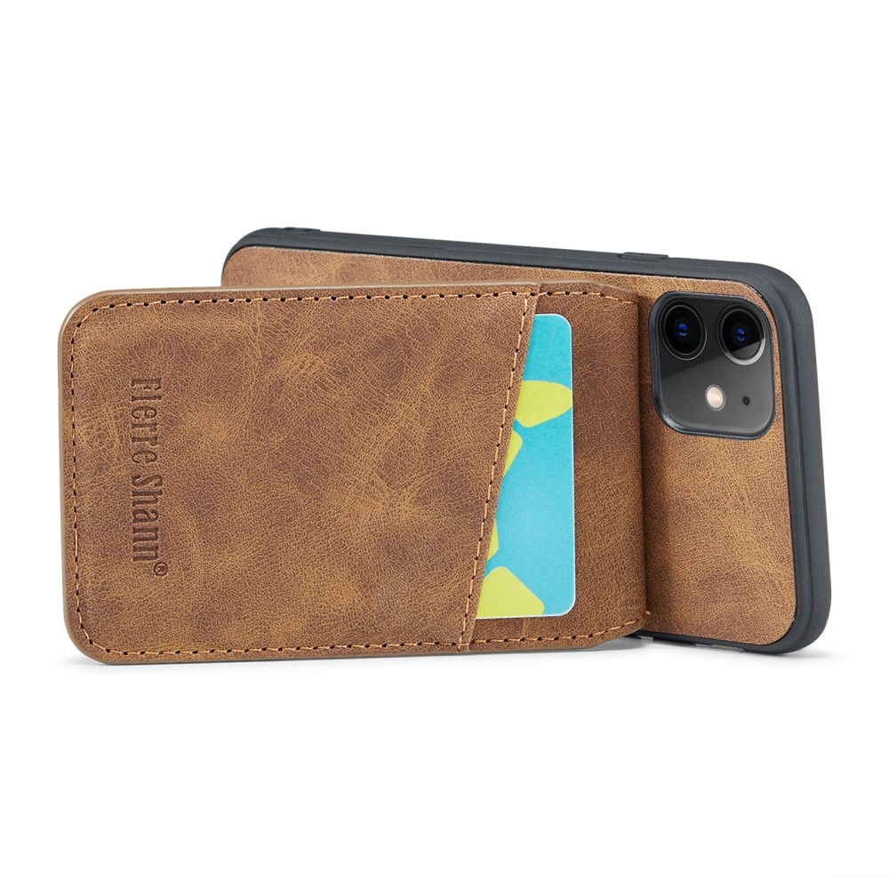 Coque avec plusieurs fentes anti-RFID iPhone 11, marron
