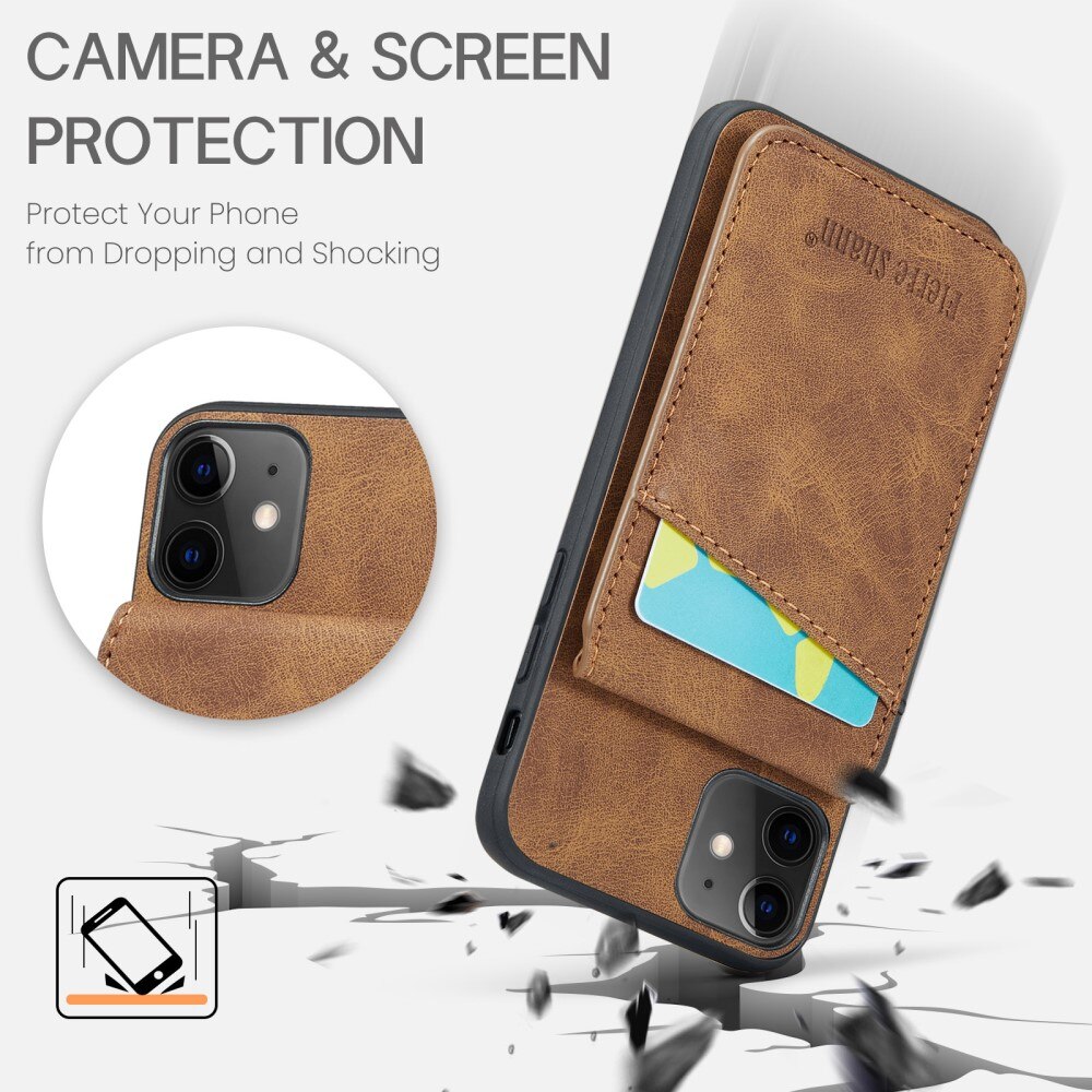 Coque avec plusieurs fentes anti-RFID iPhone 11, marron