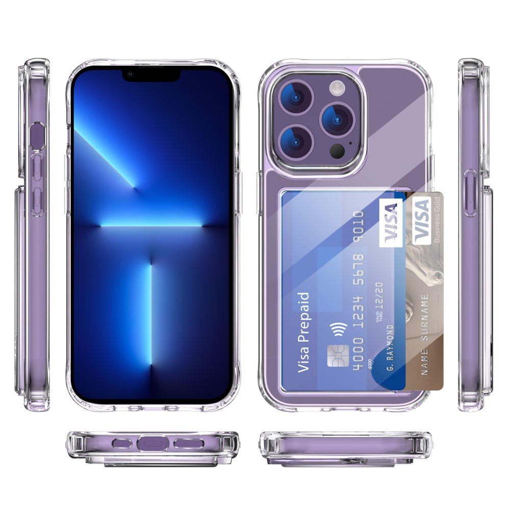 Coque hybride à cartes iPhone 13 Pro, Transparent