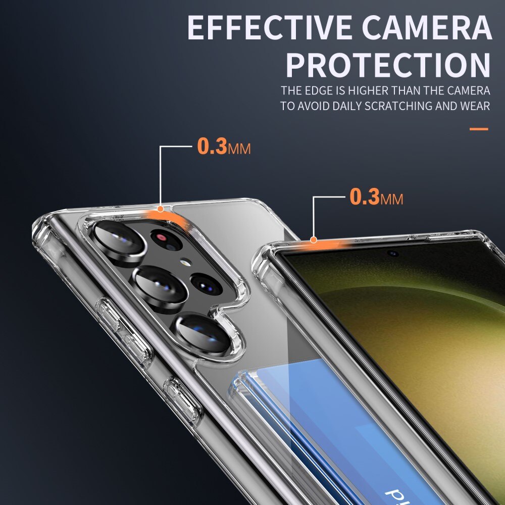 Coque hybride à cartes Samsung Galaxy S23 Ultra, Transparent