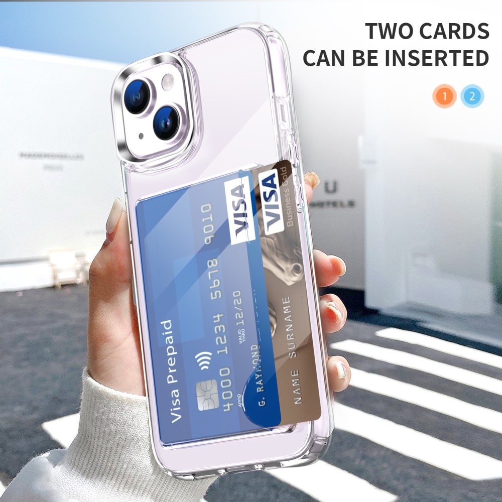 Coque hybride à cartes iPhone 14 Plus, Transparent