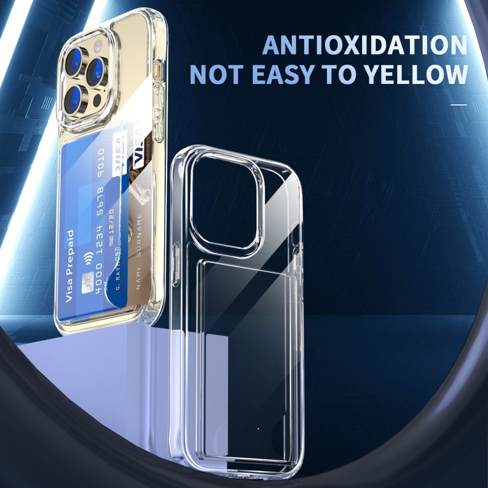 Coque hybride à cartes iPhone 14 Pro, Transparent
