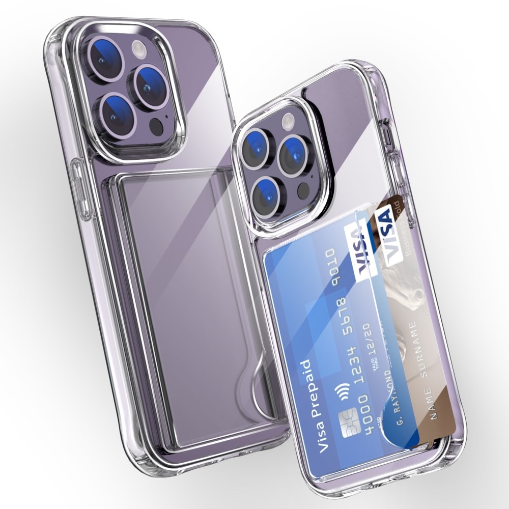 Coque hybride à cartes iPhone 14 Pro, Transparent