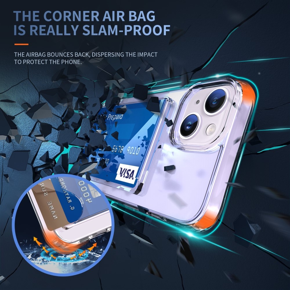 Coque hybride à cartes iPhone 14, Transparent