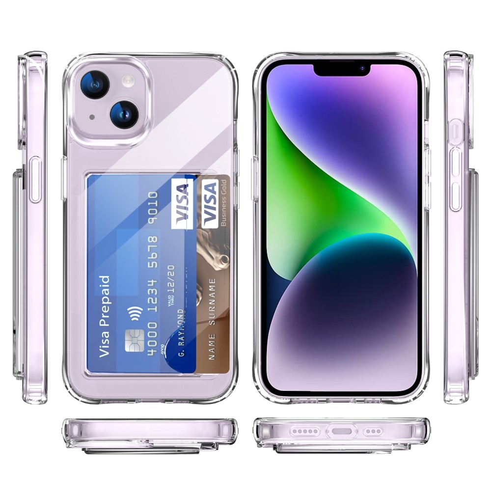Coque hybride à cartes iPhone 14, Transparent