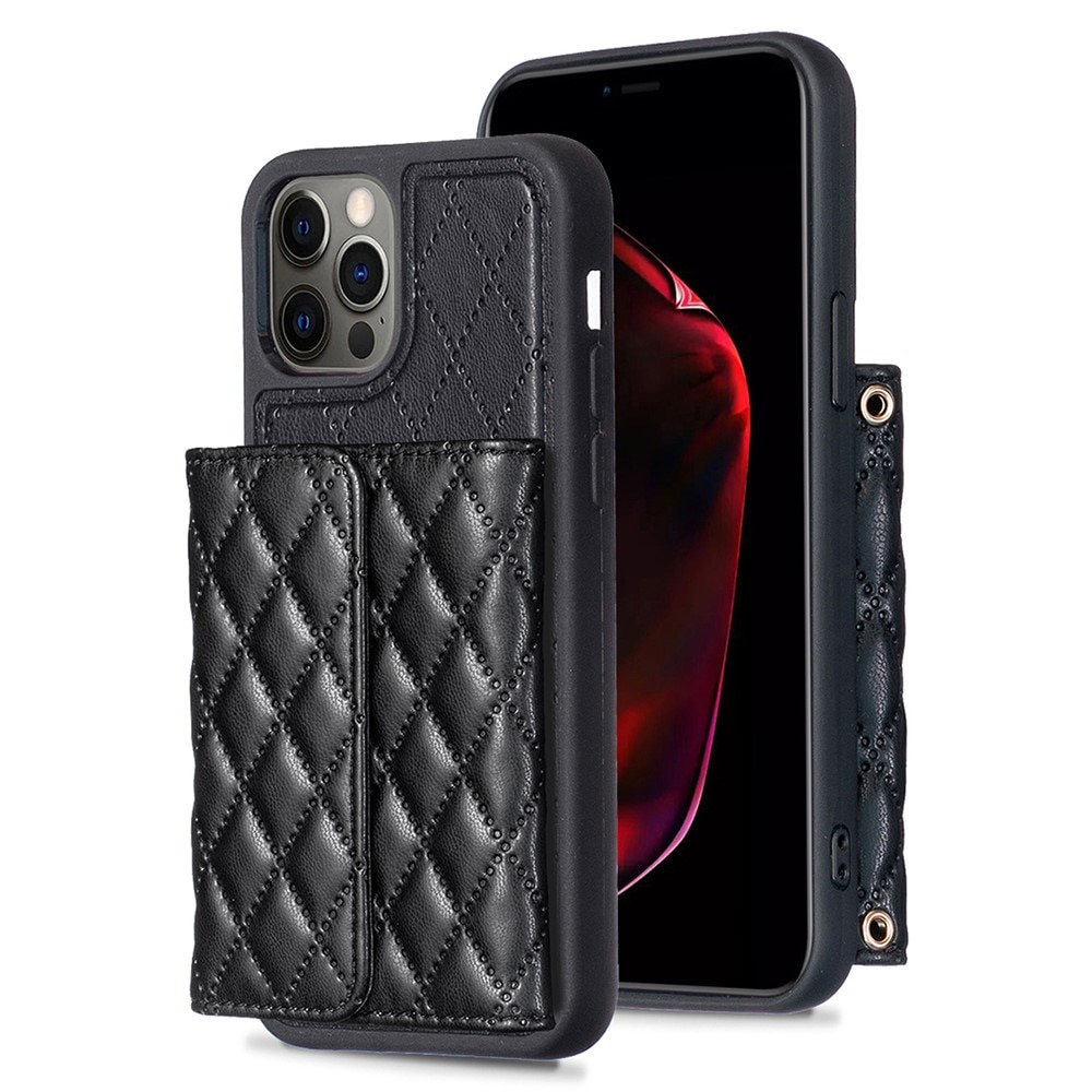 Coque porte-cartes latéral Quilted iPhone 12/12 Pro noir