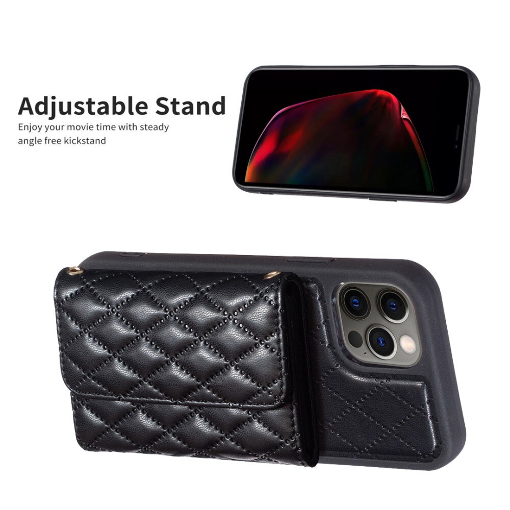 Coque porte-cartes latéral Quilted iPhone 12/12 Pro noir