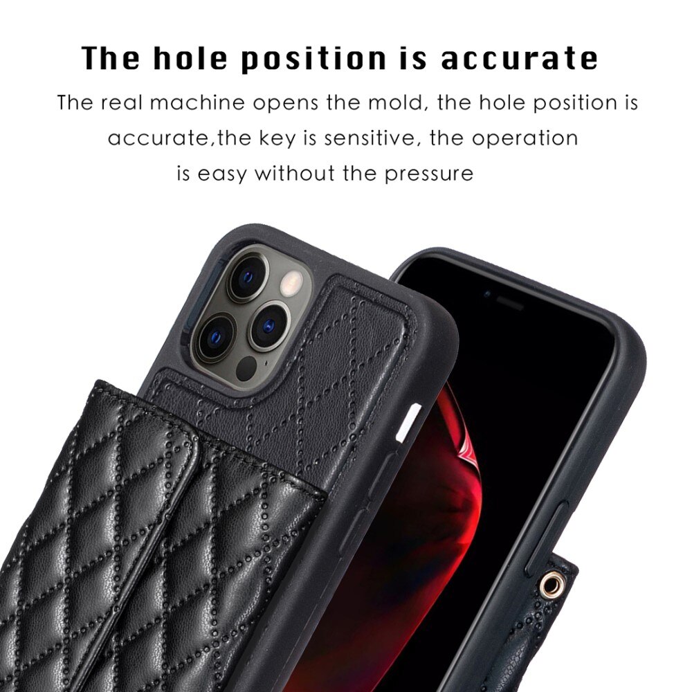 Coque porte-cartes latéral Quilted iPhone 12/12 Pro noir