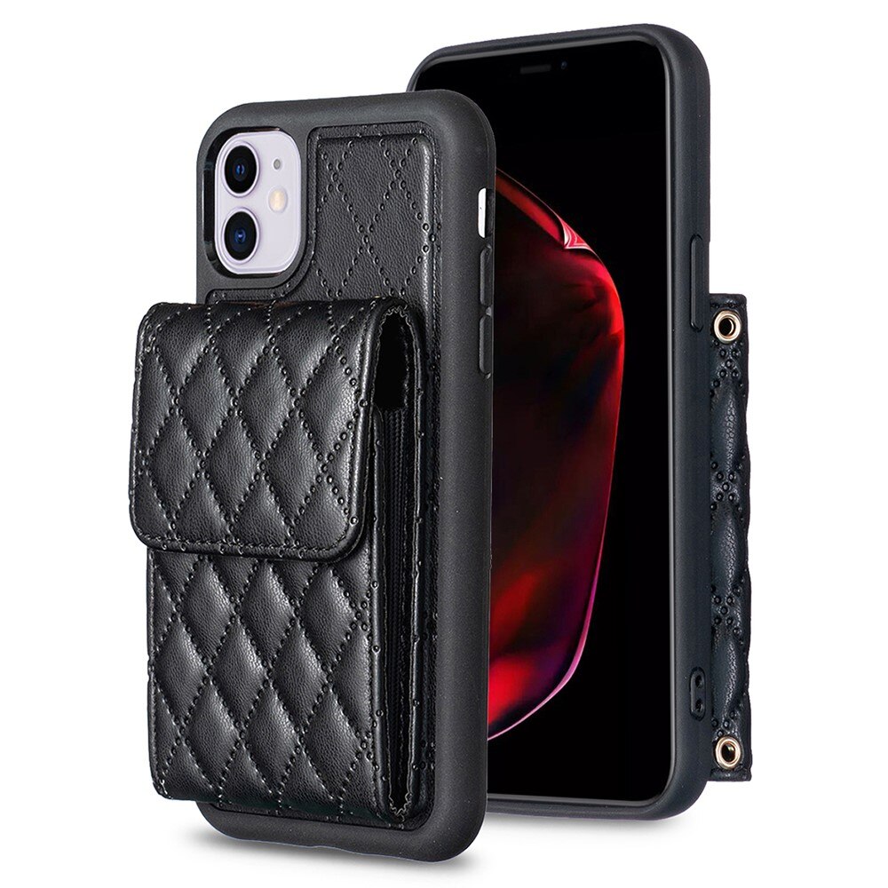 Coque porte-cartes Quilted iPhone 11 noir