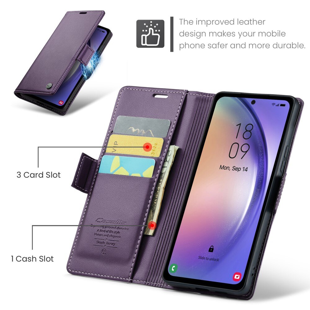 Étui portefeuille mince anti-RFID Samsung Galaxy A54, Violet